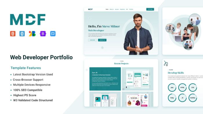 Mydevfolio V2 One Page Web Developer Professional Portfolio