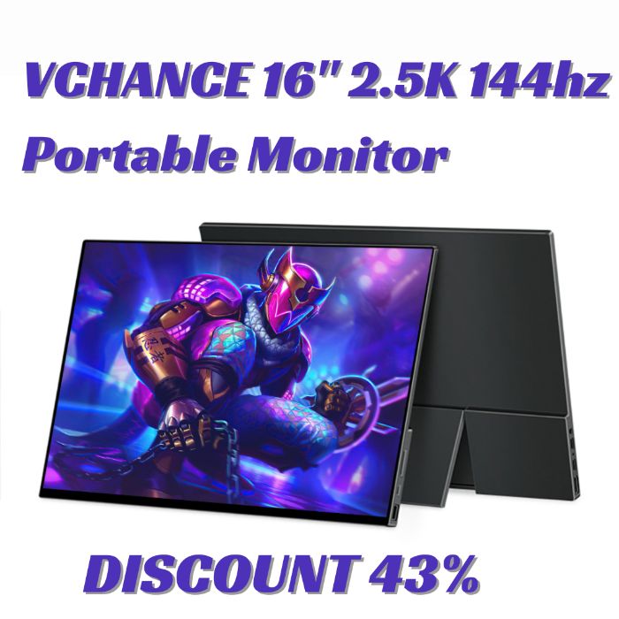 VCHANCE 16 2.5K 144hz Portable Monitor Touchscreen 2560x1600p 16:10 550nit Gaming Display for PC Laptop Phone Switch PS5 Xbox