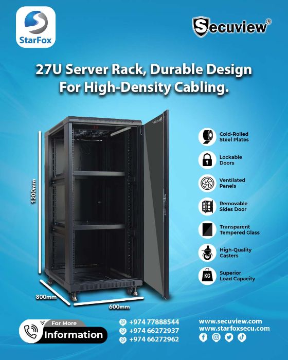 27U Server Rack, Durable Design For High Density Cabling.