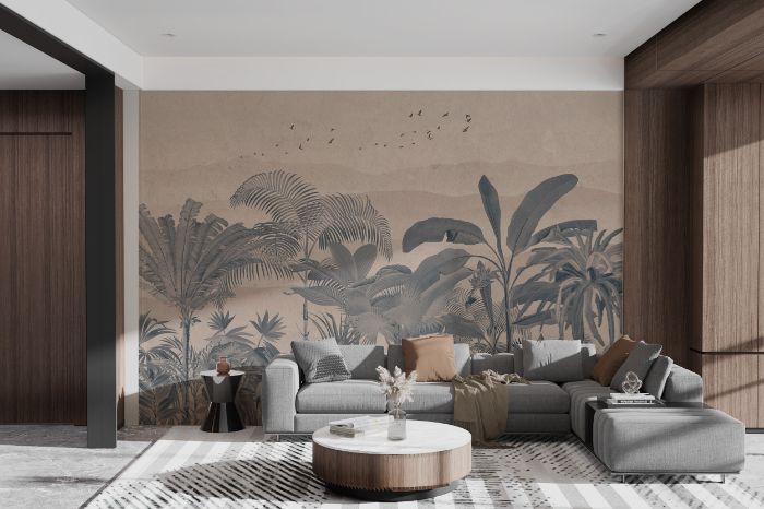 Brown Tropical Jungle Wall Mural
