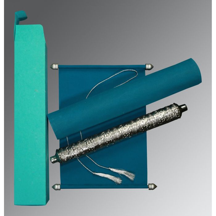 Turquoise Velvet Scroll Wedding Cards Invitations Turquoise Velvet Scroll Wedding Cards Invitations