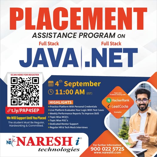 Best placment Asistance program on java Dot NET