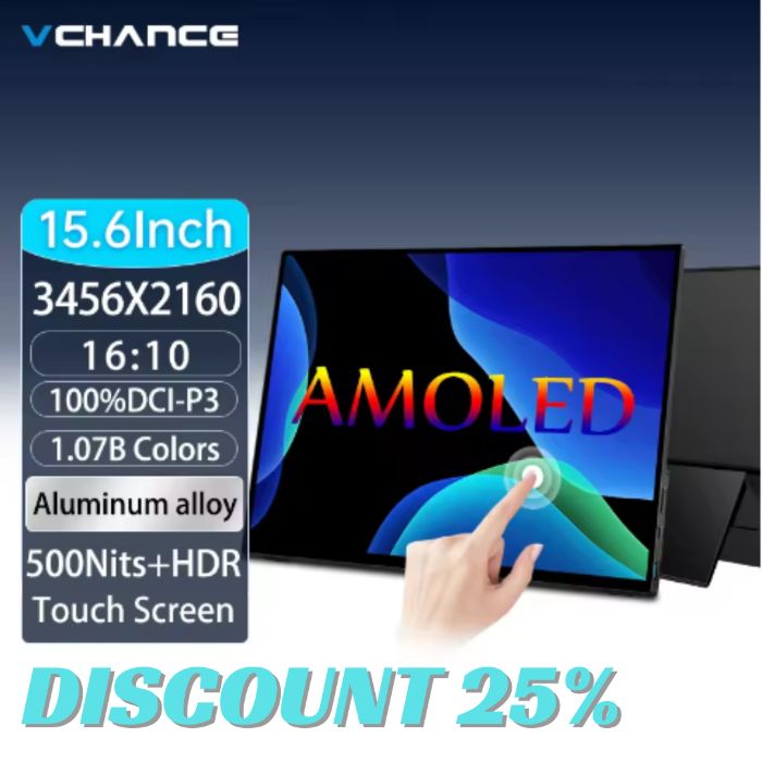 VCHANCE 15.6 4K OLED Portable Monitor Touchscreen 16:10 100DCIP3 Office Display for Mini PC Laptop Phone XBox Switch Macbook