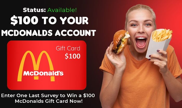 Free 100 McDonalds Gift Card Sample Giveaway 2025 Free 100 McDonalds Gift Card Sample Giveaway 2025