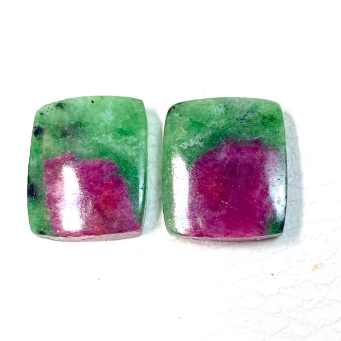 Ruby Zoisite Cabochon Pair: Gemstone Match Set