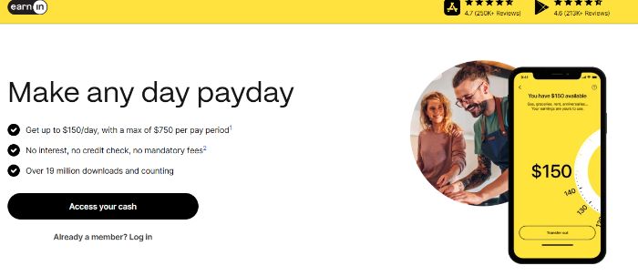 Start earning cash with EarnIn!