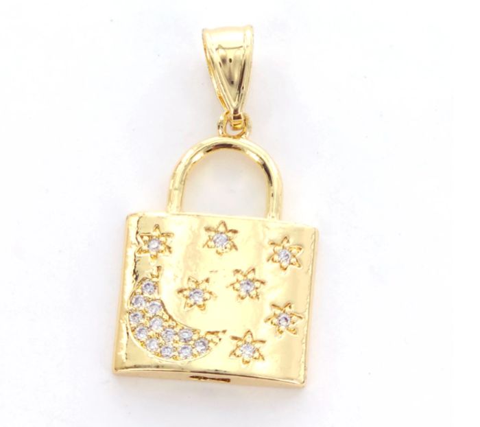 GoldPlated Celestial Lock Pendant