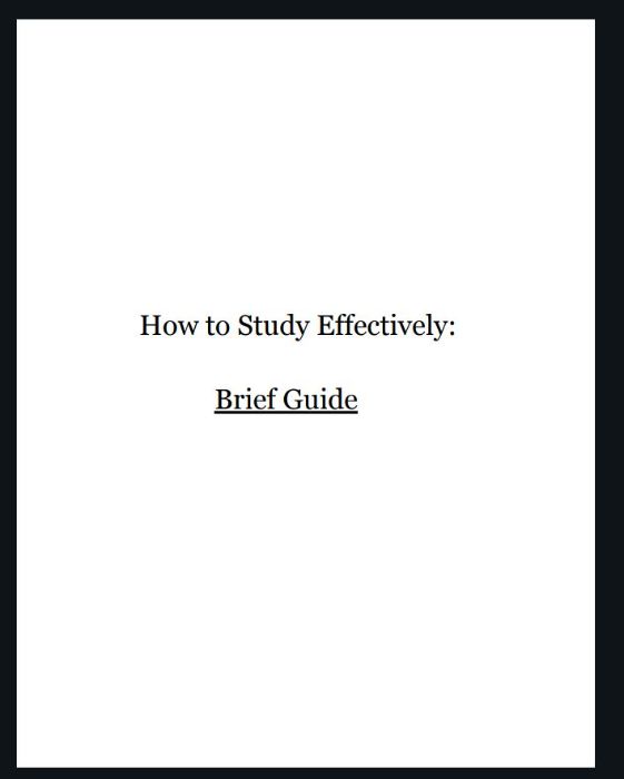 How to Study Effectively, Brief Guide