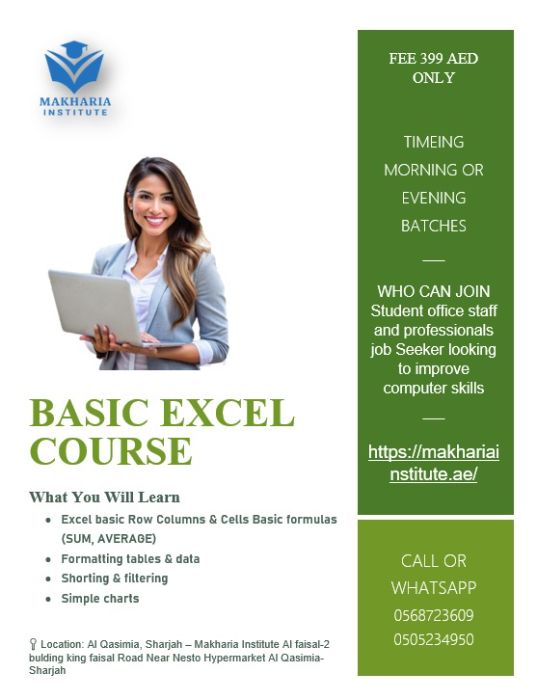 Advanced Excel Online Program UAE Call 0568723609