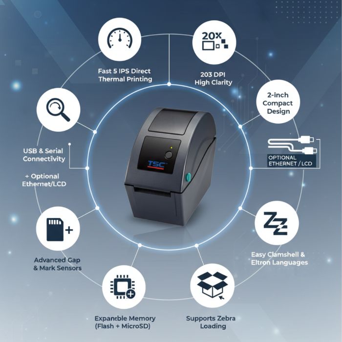 TSC TDP 225 Label Printer Compact Fast Printing