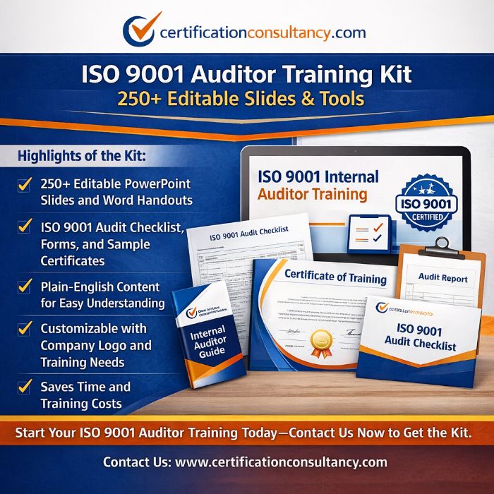 ISO 9001 Auditor Training Kit 250 Editable Slides Tools