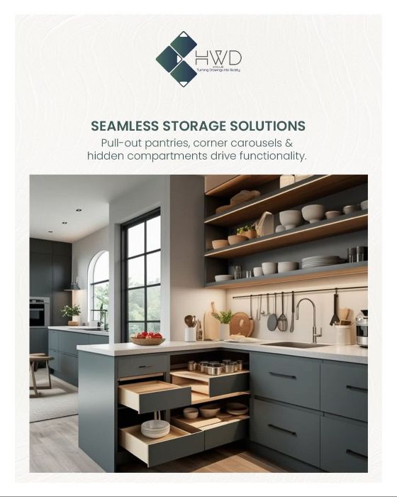 Stylish L Shape Modular Kitchens Design by HWD Modulars
