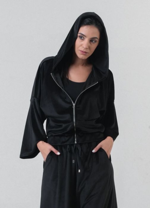 Buy Womens Unique Clothing in Santa Monica: Velvet Zip Hoodie for Winter