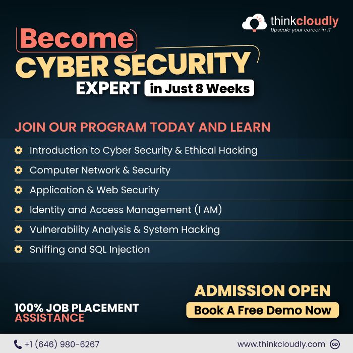 Online Cybersecurity Course by Thinkcloudly Cyber Security Training