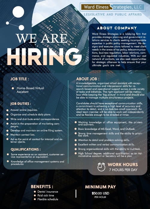 WE ARE HIRING HOMEBASED VIRTUAL ASSISTANT