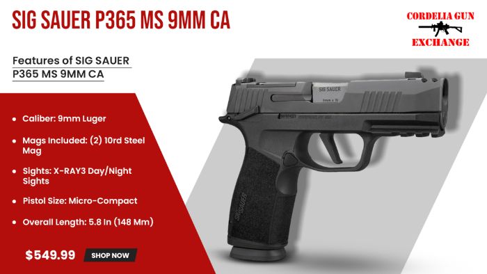 California Legal SIG Sauer P365 9mm Specs and Review