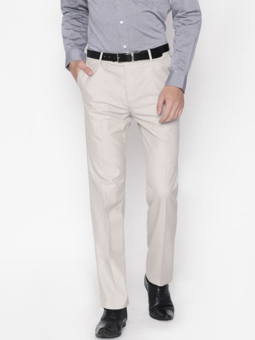 Arrow Men Beige Smart Regular Fit Solid Formal Trousers