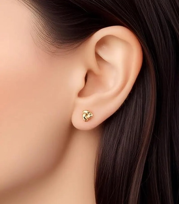 10K Real Yellow Gold Love Knot Earrings Small 7mm Dainty Stud Earrings Gift for Women