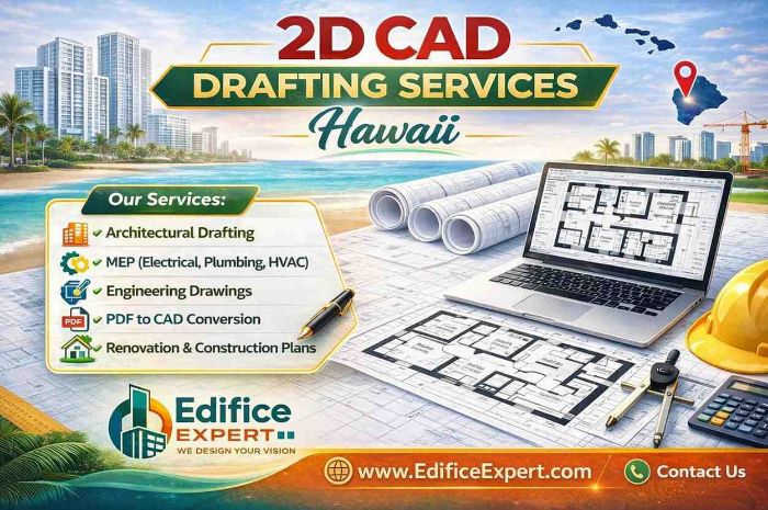 Architectural 2D CAD Drafting Services in Hawaii Edifice