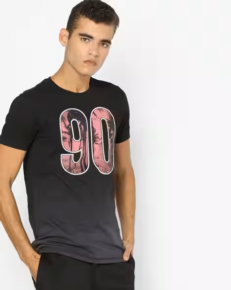 Numeric Print Slim Fit Tshirt