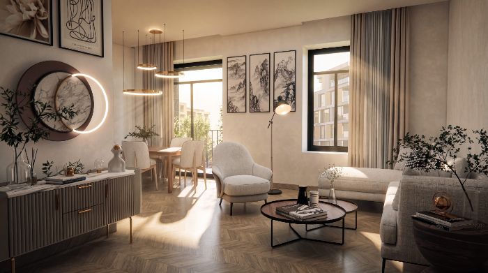 Modern Luxury Bedroom Interior Photorealistic 3D Rendering by Yantram Studio
