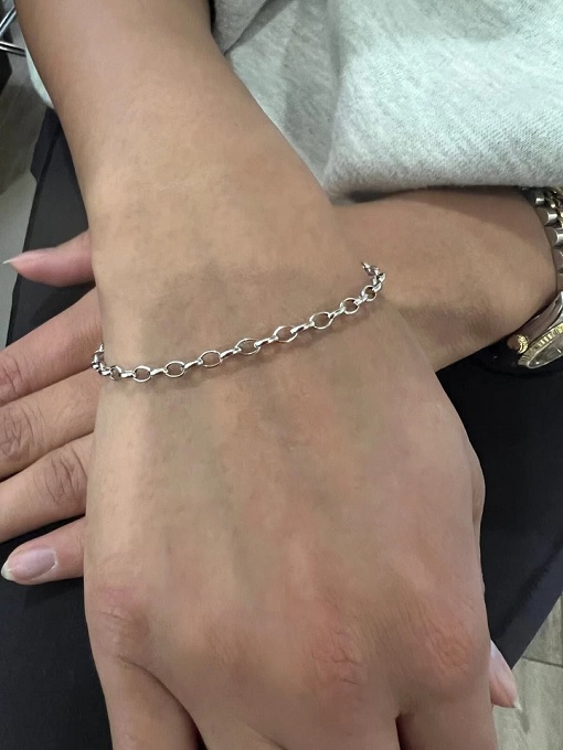 Real 14K White Gold Rolo Link Bracelet 3.2mm Wide 7 Lightweight Chain