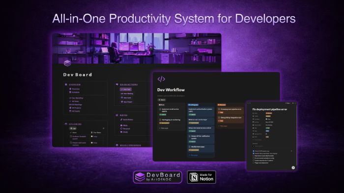 DevBoard simple Notion template for tasks and projects