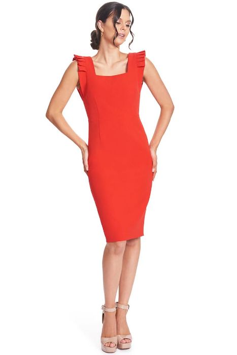 Midi Square Neck Dress Classic Elegant Womens Midi Outfit