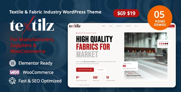Textilz Textile Fabric Industry WordPress Theme