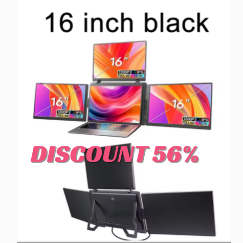 Triple Screen Portable LCD Backlit Monitor: The Ultimate FHD SubScreen Extender Connected with Just One Cable