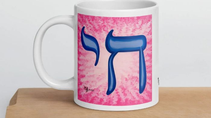 Pink Blue White Glossy Mug