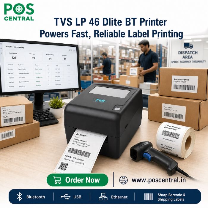 TVS LP 46 Dlite BT Label Printer for Indian Bulk Barcode Needs
