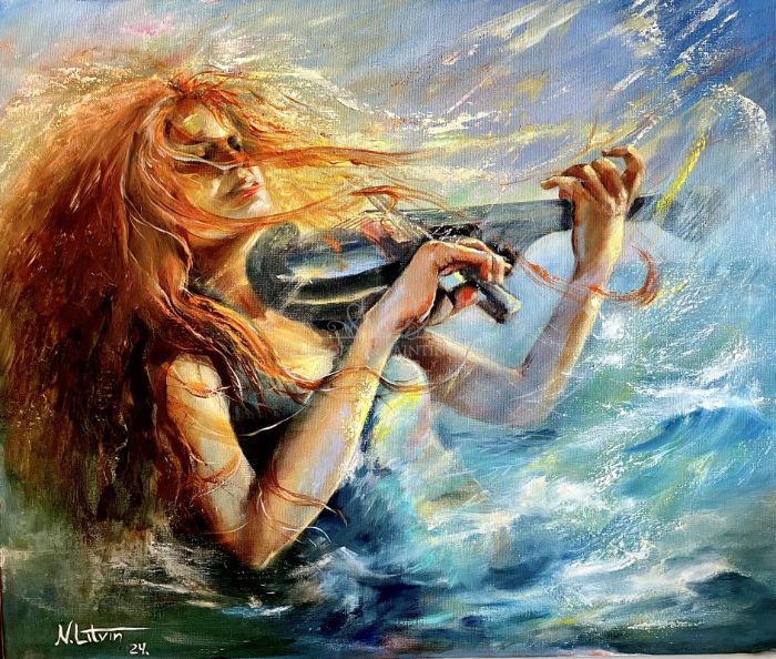 Vivaldi Storm Violinist Expression Painting