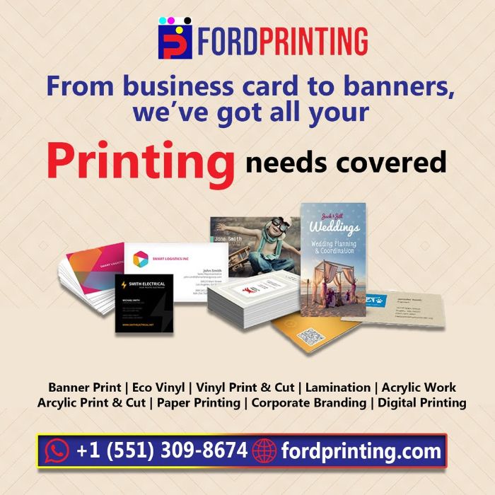 From business cards to full-size banners, FORDPRINTING has you covered!