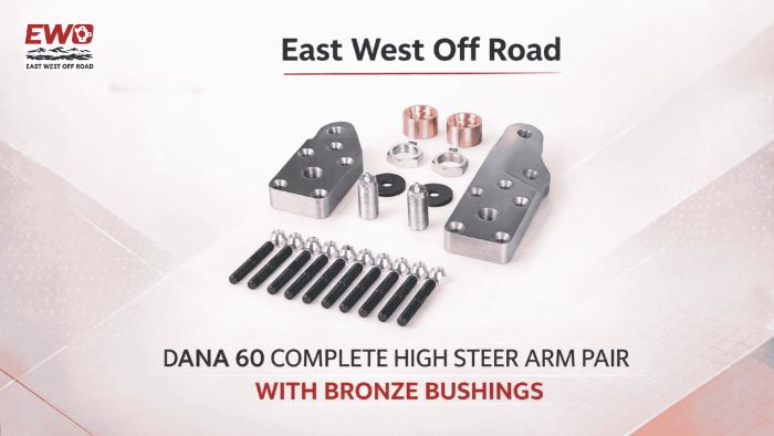 Dana 60 high steer arms: Complete Billet Pair with Bronze Bushings