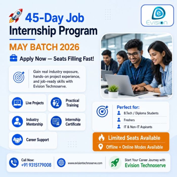 45Day Job Internship Program May Batch 2026 Industry Mentorship