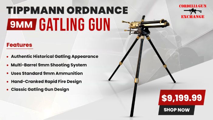 9mm Belt Fed Gatling Gun for Sale Tippmann Ordnance Model