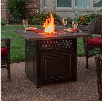 Buy The Donovan Propane Gas 38 UV Printed Faux Wood Outdoor Firepit Table GAD19102ES