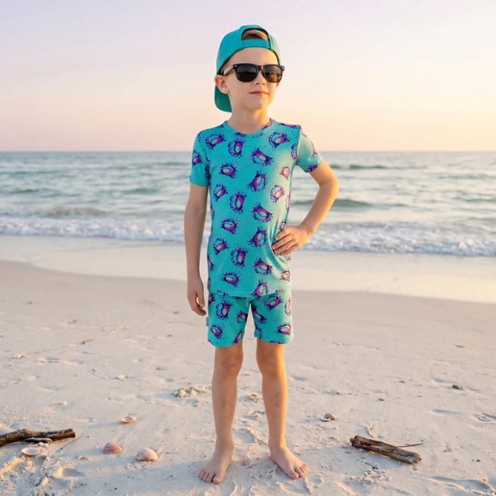 Crab Happens Short Sleeve and Shorts Two Piece Pajama Set