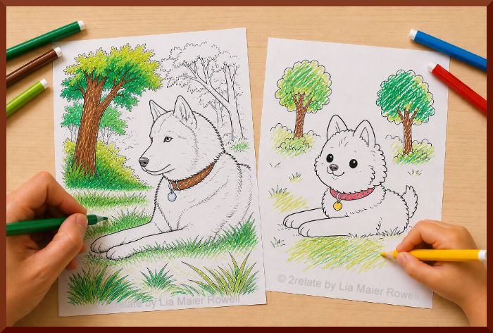 Digital Printable Coloring Book: Adult and Child Coloring Together