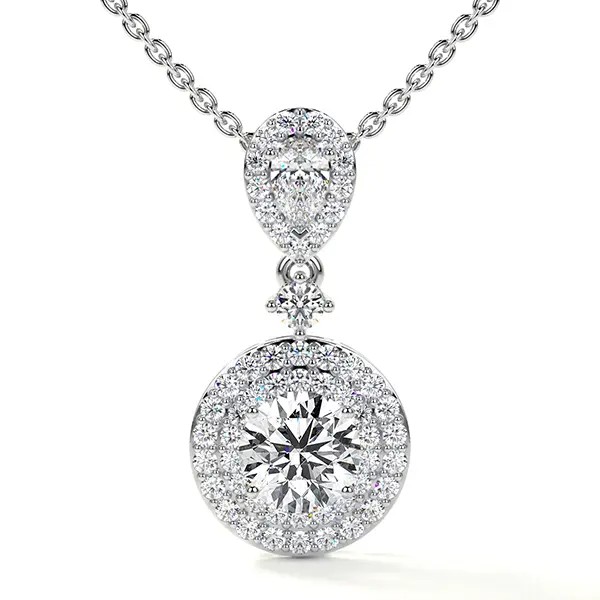 Double Halo Pendant Setting On Sale With PearShape Sparkle