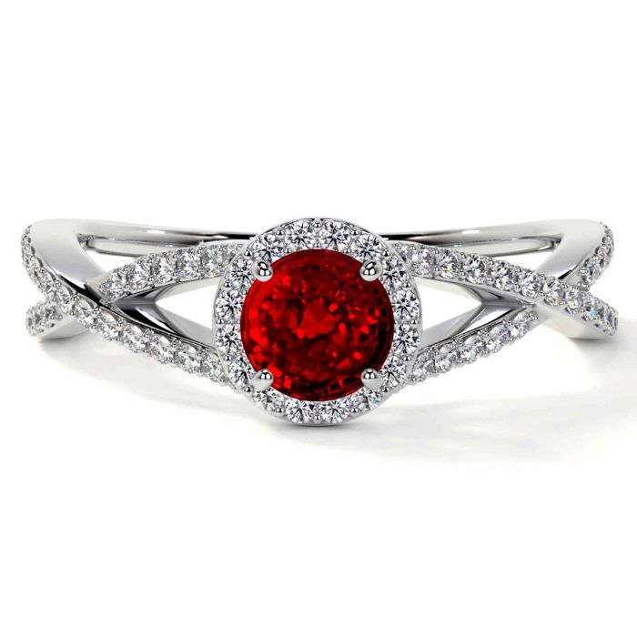 Find AAAA Quality Ruby Rings For Women with Intertwined Band Style at GemsNY