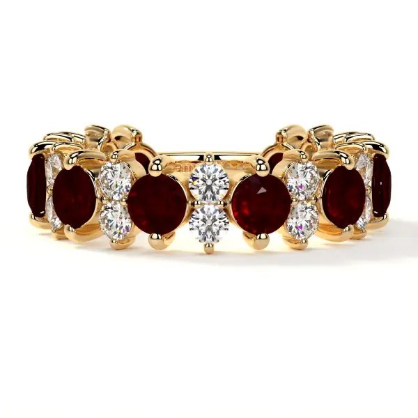 Ruby Wedding Rings Three Fourth Eternity Diamond Ruby Ring