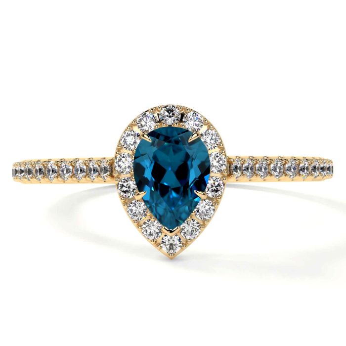 Buy Beautyful London Topaz Engagement Rings in Halo Style AAAA Quality