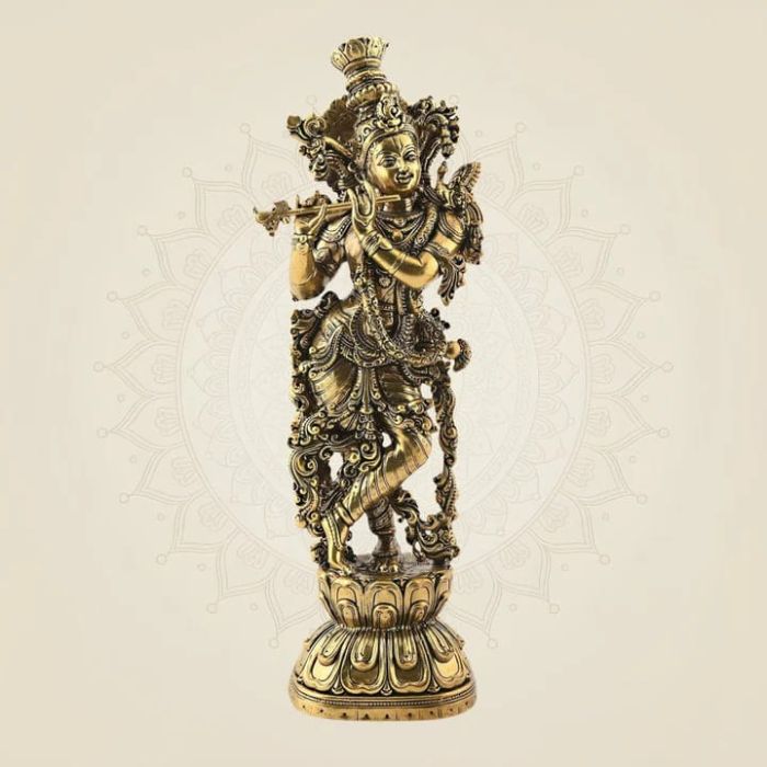 Buy Handcrafted Brass Krishna Idol for Home Temple Spiritual Dcor
