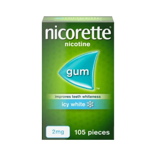 Buy Nicorette Icy White Whitening Gum 2mg Online 105 Pieces