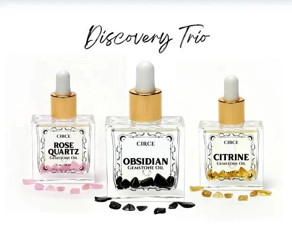 Crystal Body Oil Discovery Trio Rose Quartz Citrine Obsidian Chakra Healing
