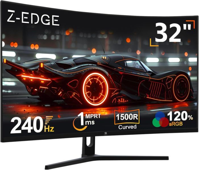ZEdge 32 inch Curved PC Gaming Monitor, FHD 1080P 240Hz Curved Monitor,1500R Computer Monitor, MPRT 1ms Monitor, FreeSync, Low Blue Light, UG32P 1X DP and...